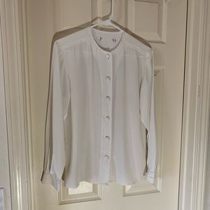 Vintage Silk Collar-less button up blouse